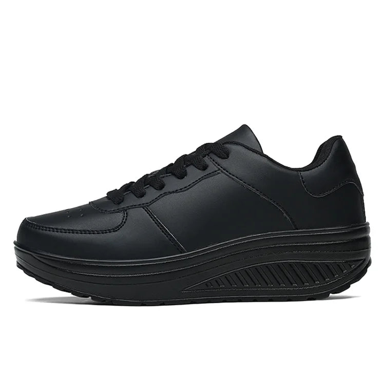 Women Sneakers 2022 New Breathable Vulcanize Shoes Waterproof Wedges Platform Woman Sneaker Leather Casual Shoes Zapatos Mujer