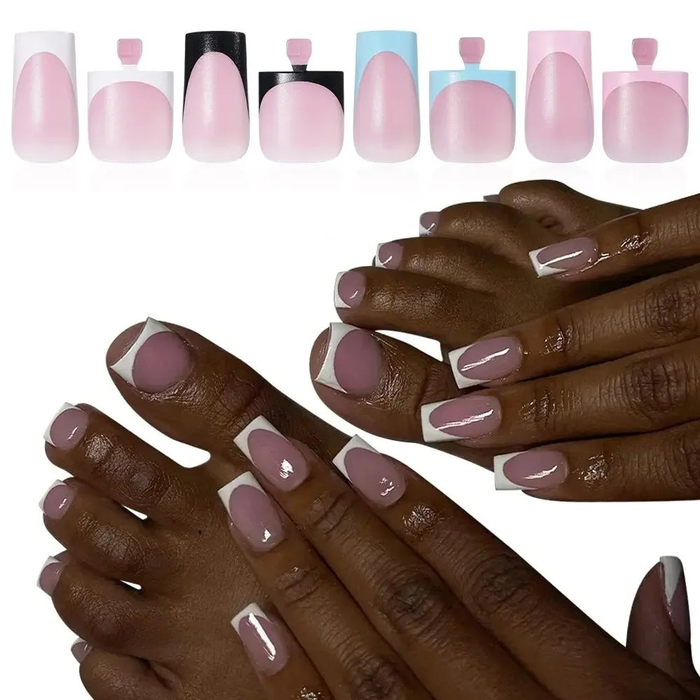 60PCS/box High Quality Nail Art Tips Toe Press On Nails White Black Pink Blue French Tips False Nails Tip Fake Nails Short