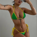 Sexy Green Halter Mini Micro Thong Bikini Female Swimsuit Women Swimwear Two-pieces Bikini Set Bather Bathing Suit Swim 2024