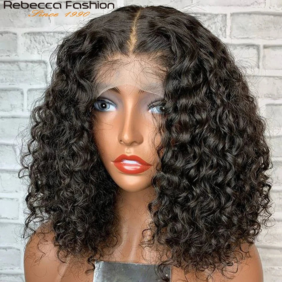 180D Short Cut Deep Wave Bob Lace Wigs Lace Front Human Hair Wigs Brazilian Bob Lace Front Wigs Deep Curly Lace Frontal Wig