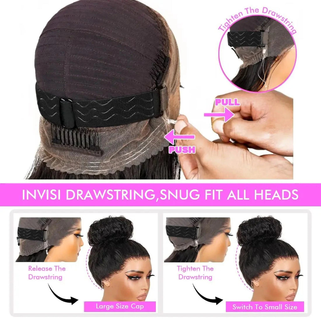 Upgrade No Glue 360 Drawstring Lace Wig Kinky Curly Deep Water Wigs Remy Human Hair Invisi Strap 360 Full Hd Lace 13x4 Front Wig