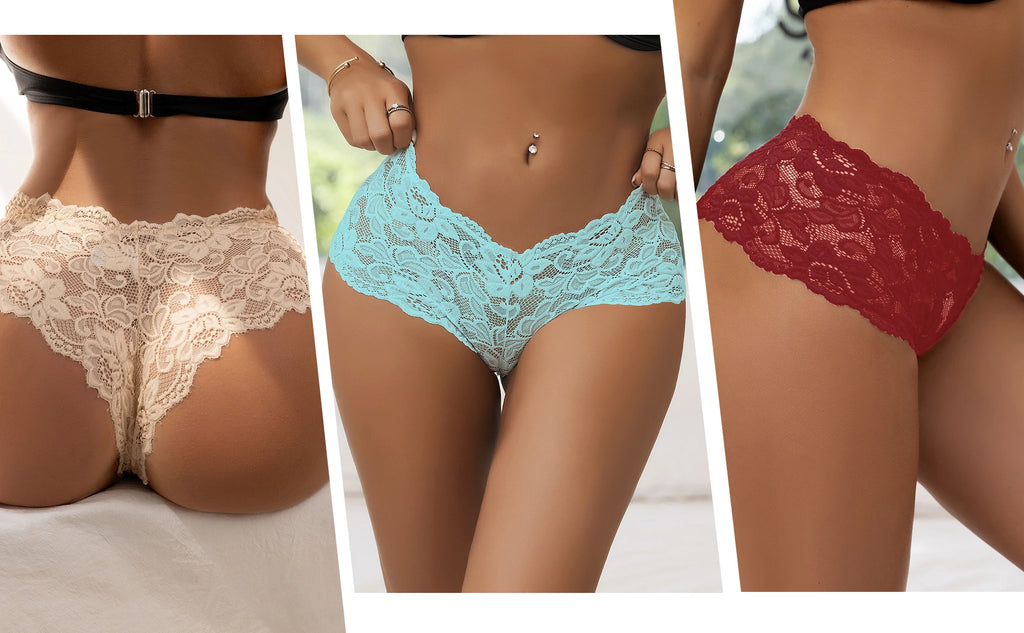 Comeondear Sexy Briefs Panties Women Floral Lace White High Waist Stretch Short Sexy Underwear Comfortable 6XL Plus Size Panties