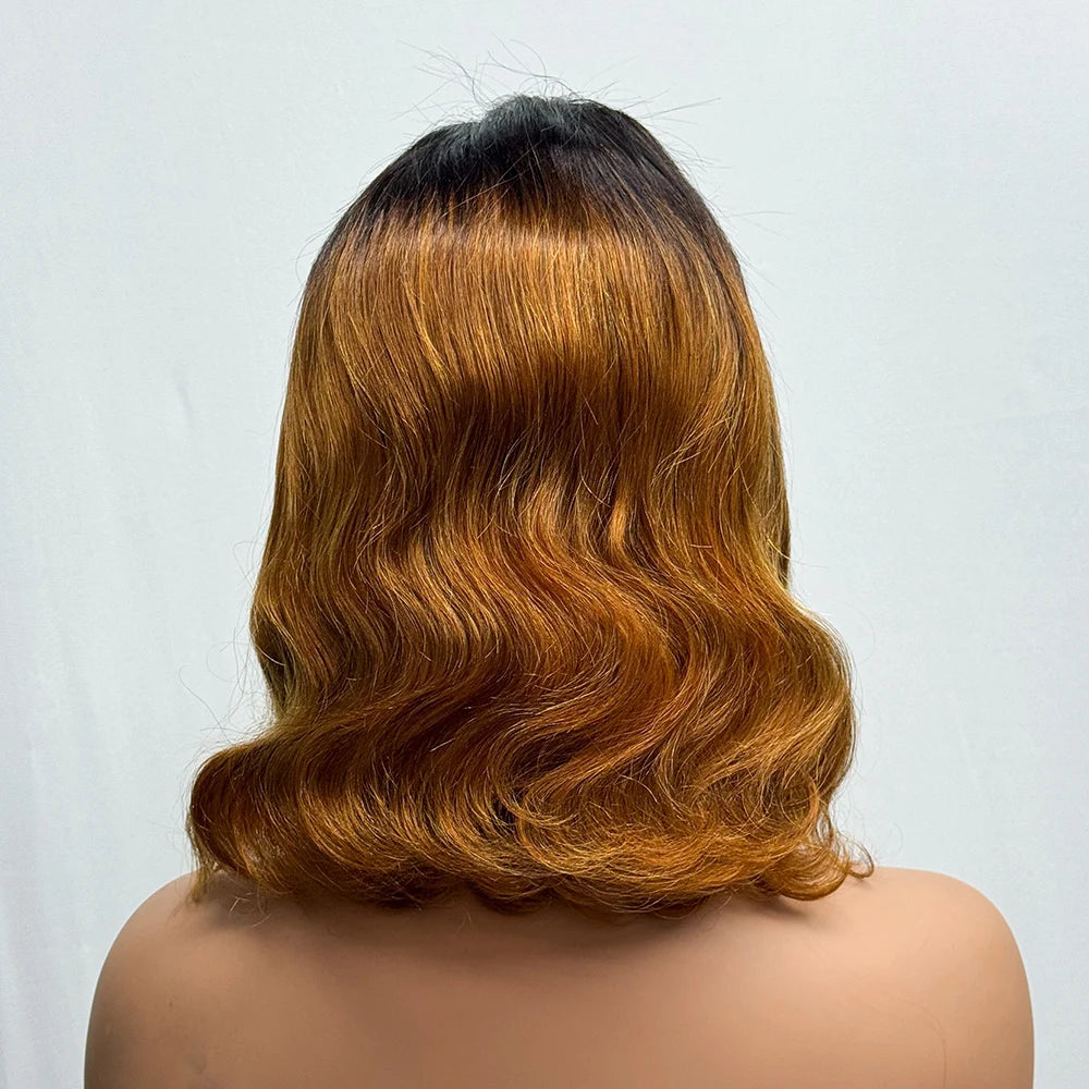 230% Density Body Wave Big Wavy Curly Human Hair Wig 12 Inches 12A Hair 4x4 Transparent Lace Front Human Hair Wig Full End