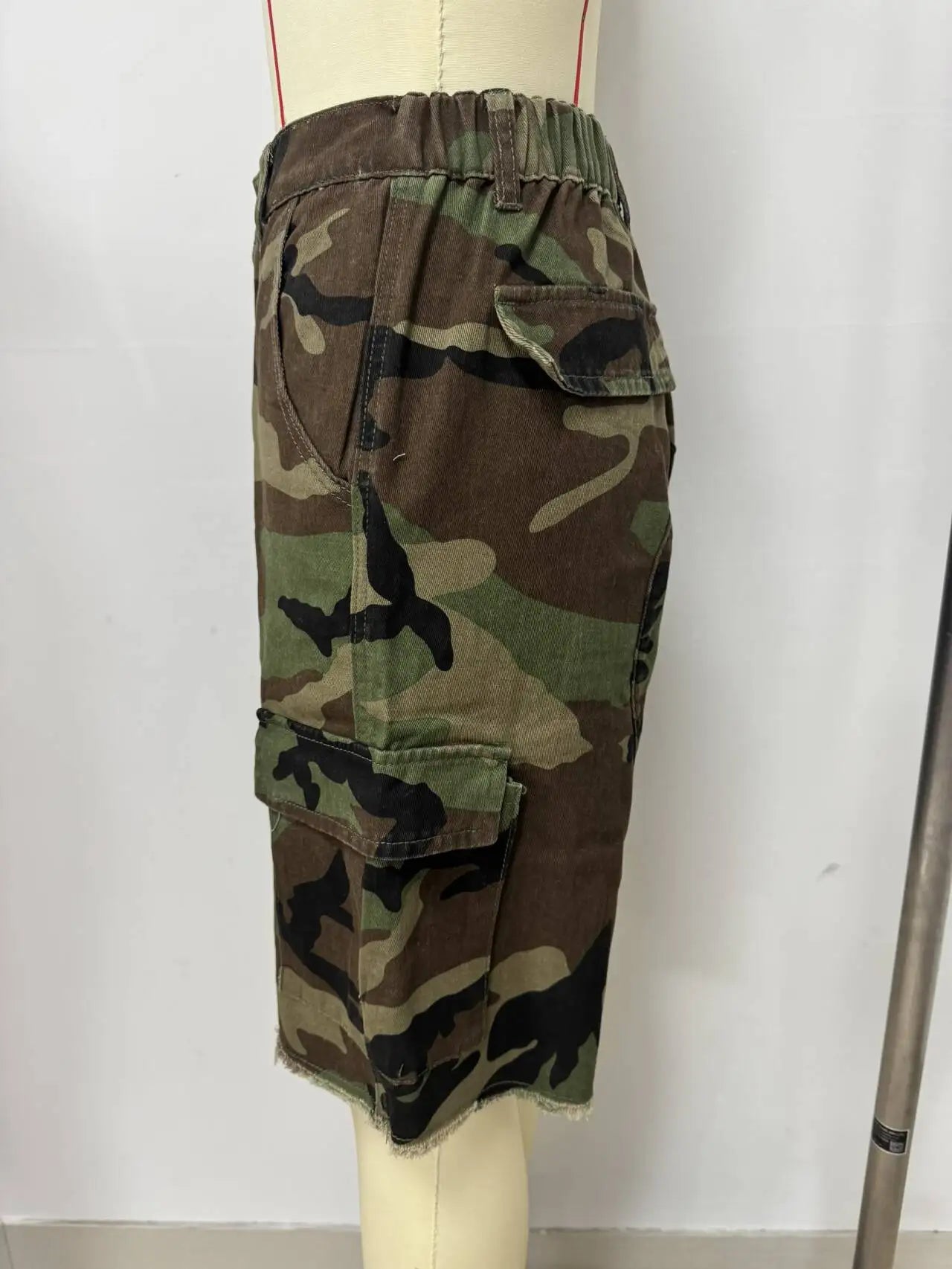 Women Camouflage Shorts Pants Cargo Trousers Knee Lenth Mid Waist Zipper Straight Loose Fit Y2k Streetwear Casual 2026 Summer