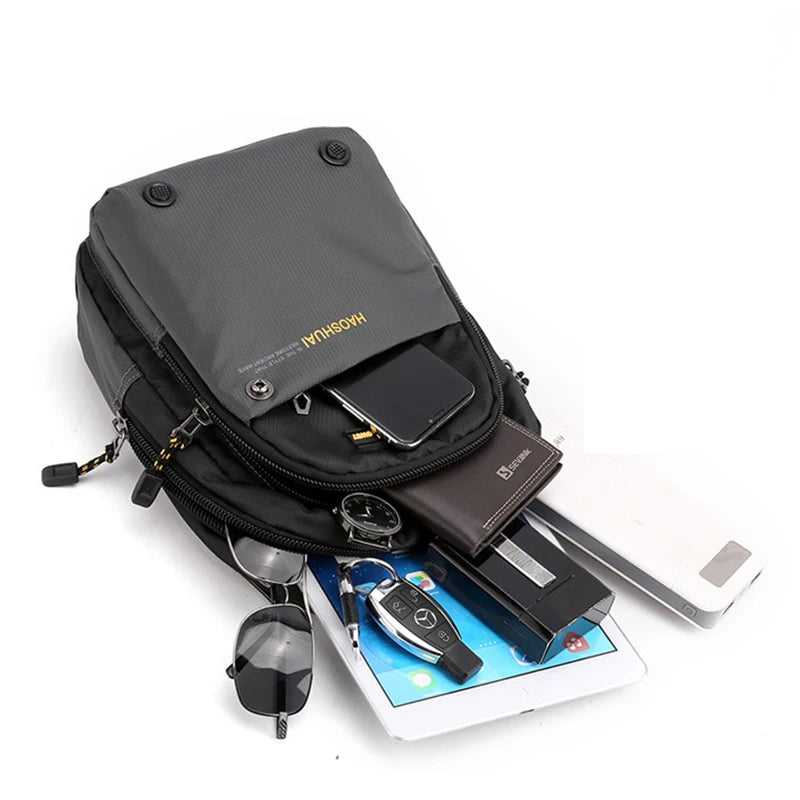 Men Small Backpack Rucksack Messenger Cross Body Chest Bags Multi-purpose Military Travel Nylon Male Fashion Daypack  Knapsack