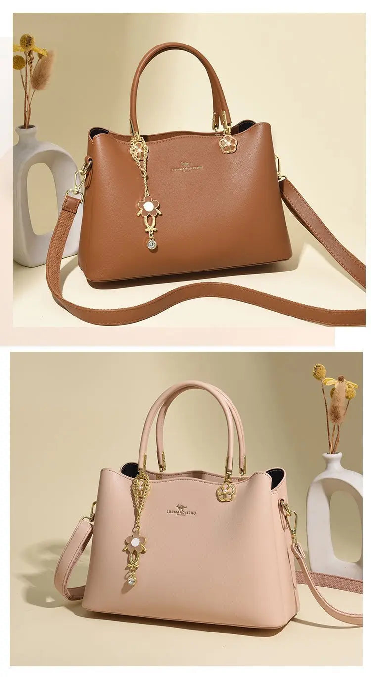 Unique Solid Color Retro Diaper Bag Luxury Crossbody Handbag For Women Chic Leather Shoulder Tote Purse