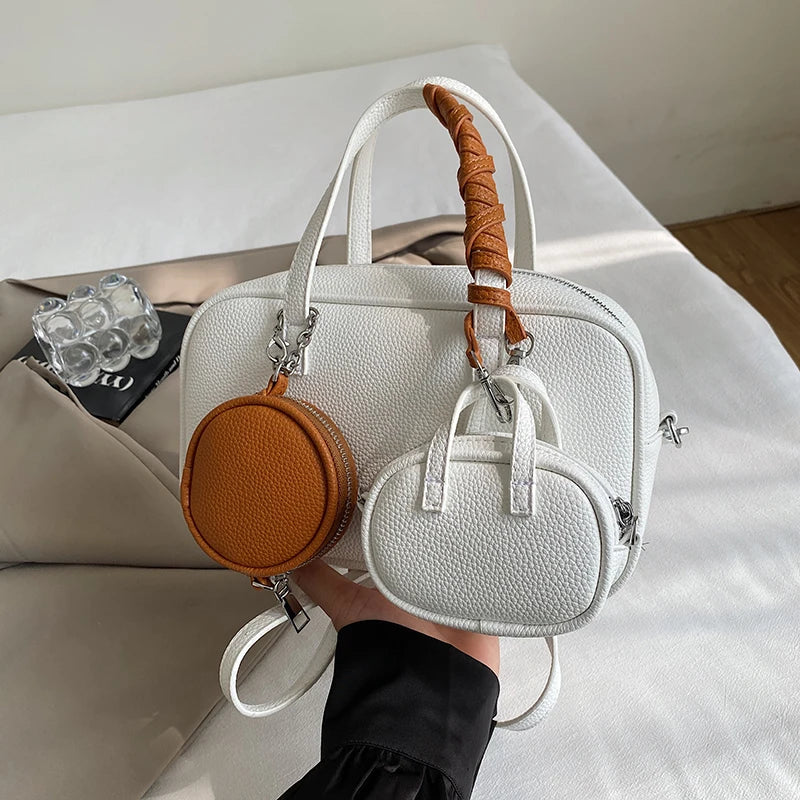 Casual Handbag 3-IN-1 Fashion Brand Messenger Bags for Women Pu Leather Crossbody Bag Lady Totes Large Capacity Travel Bag