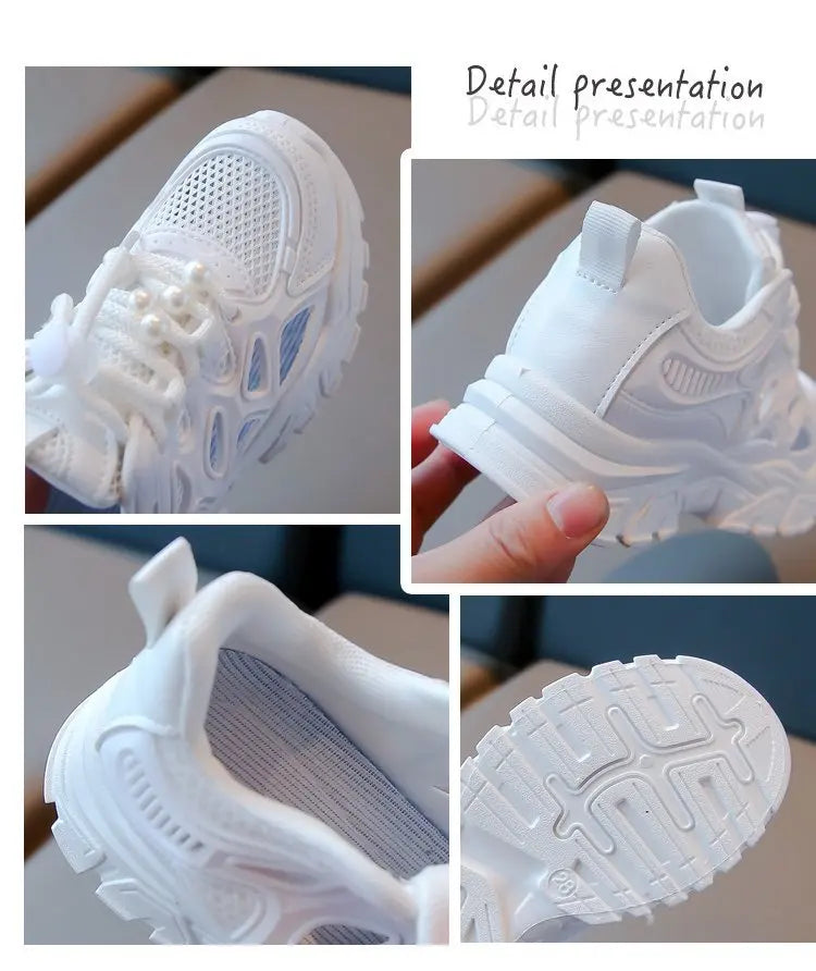 Children Mesh Casual Shoes Girls Summer White Chunky Dad Sneakers Kids Toddler Lightweight Non Slip Summer Comfort Shoes