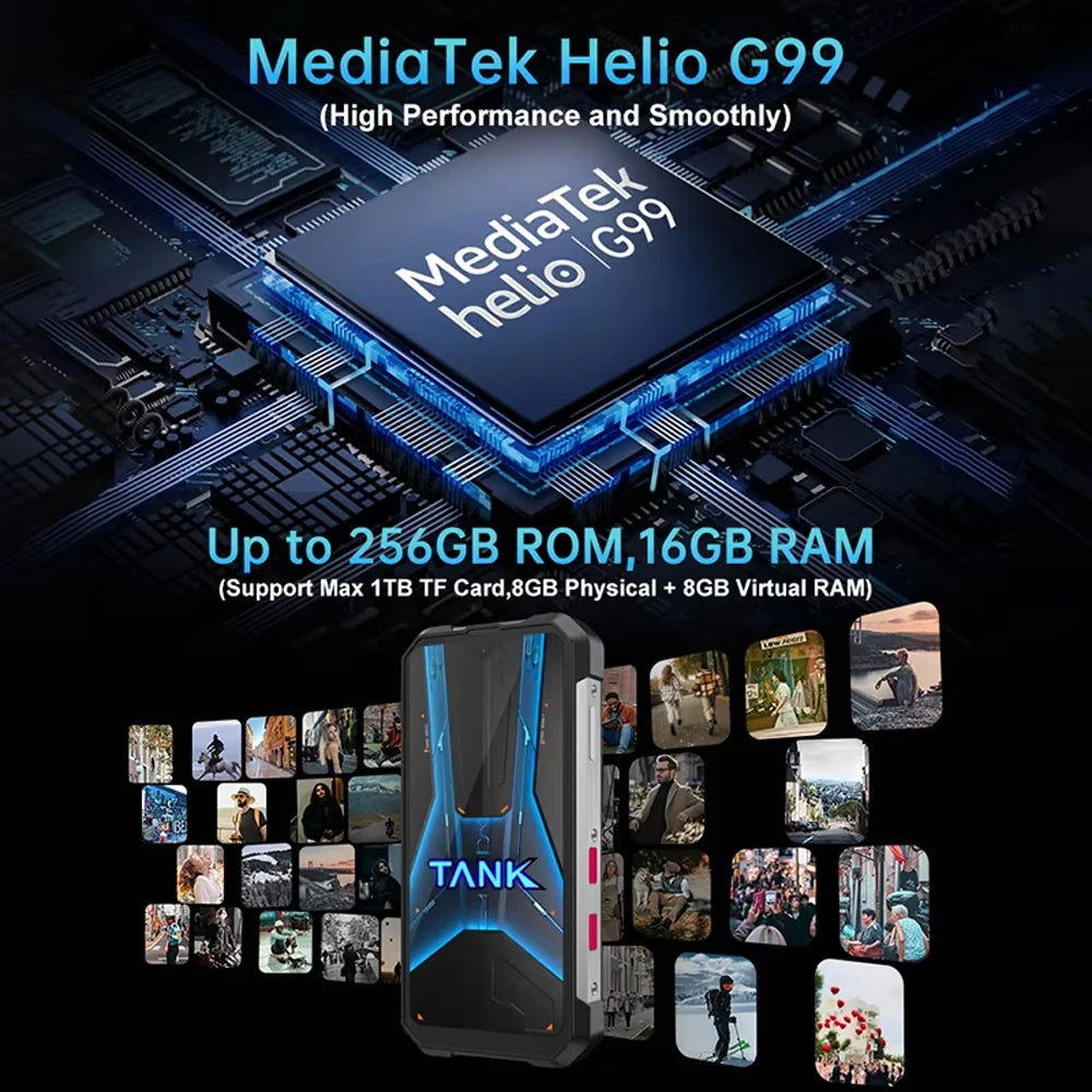 Unihertz 8849 Tank Mini Rugged 12GB+256GB 4.3 Inch Android 13 5800mAh Helio G99 Octa Core 100MP Cameras Global Version