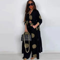 Eid Muslim Suits Women Print Blouses Wide Leg Pants Set Two Piece Musulman Ensemble Dubai Arabic Morocco Islam Casual Ramadan
