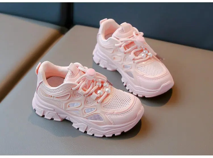Children Mesh Casual Shoes Girls Summer White Chunky Dad Sneakers Kids Toddler Lightweight Non Slip Summer Comfort Shoes