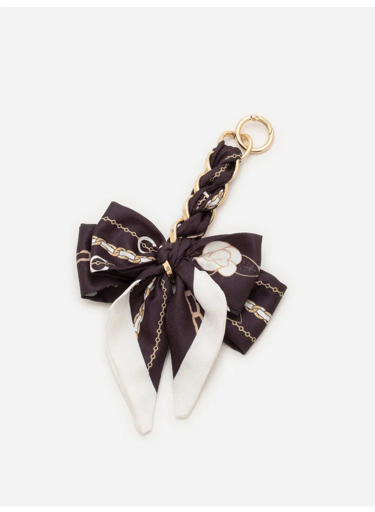Womens Bag Extension Chain Bow Tie Bag Backpack Strap Hanging Chain Strap DIY Bag Chain Fashion Funny Black Color Simple Pendant