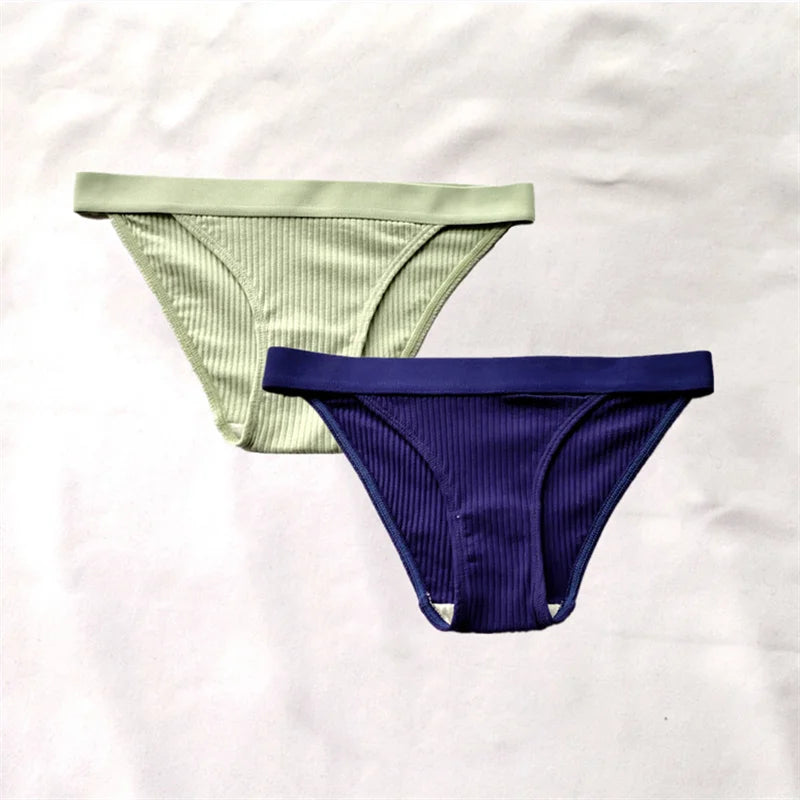 2Pcs/Pack Soft Cotton Briefs for Women Free Shipping Simple Low Waist Bikini Panties Comfortable Sports Underwear