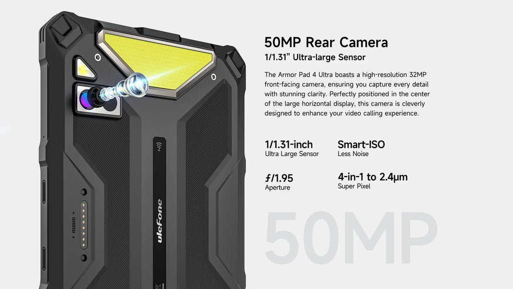 Ulefone Armor Pad 4 Ultra (T ) 16GB(8+8) 256GB 5G Rugged Tablet 11800mAh 10.36 Inch Android 14 50MP LED Light Tablets PC Global