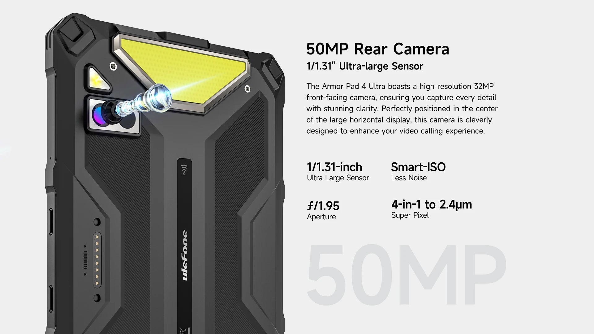 Ulefone Armor Pad 4 Ultra (T ) 16GB(8+8) 256GB 5G Rugged Tablet 11800mAh 10.36 Inch Android 14 50MP LED Light Tablets PC Global