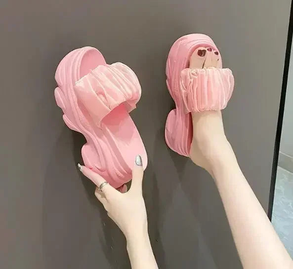 NEW Women Summer Chunky Sandal Platform Slipper 9CM High Heels Ladies Hollow Out Slides Beach Flip-Flop Woman Sandalias De Mujer