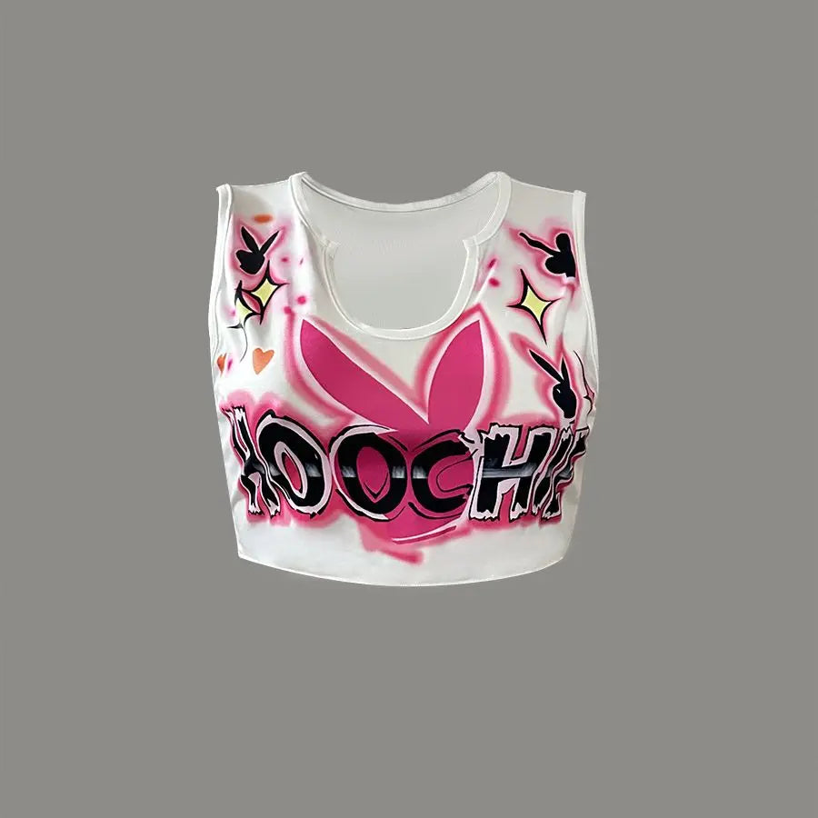 Sexy Letter T Shirts Fashion Cropped Top Printed Sweatshirts Streetswear 2023 Summer Clothes Women Y2K Graphic Tank Tops Tees