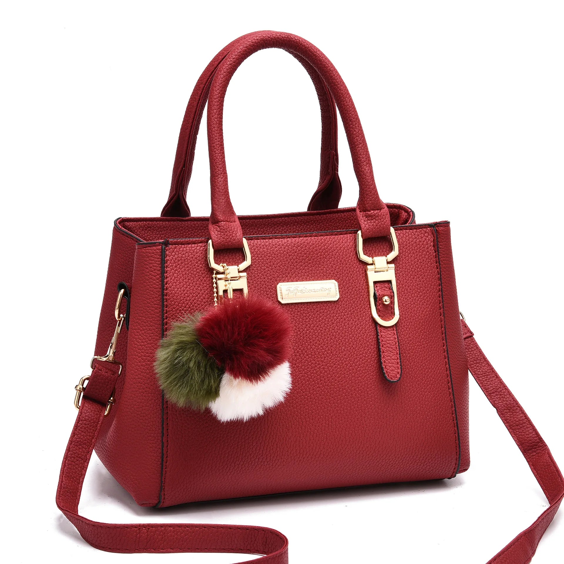 PU Leather Ladies HandBags Women Vintage Purse Plush Tassel Messenger Bags Tote Boston Shoulder Crossbody Bag
