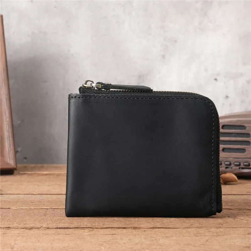 Japan Style 100% Genuine Leather Men Wallet Small Mini Card Holder Male Wallet Pocket Purse Wallet for Men Brown High Quality