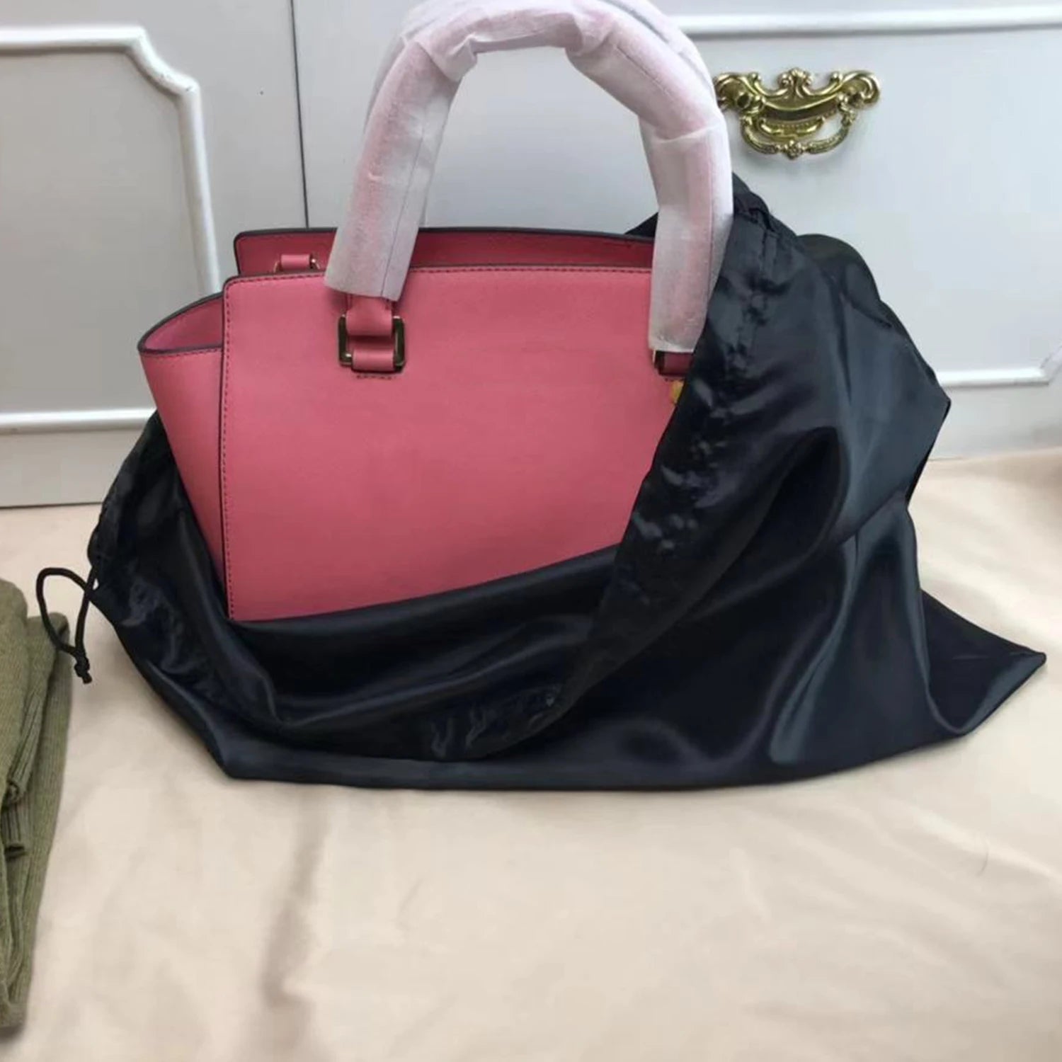 Black High Quality Smooth Storage Bag Dust Bag Bundle Drawstring Bag Environmental Protection Storage Bag Silk Satin Cloth