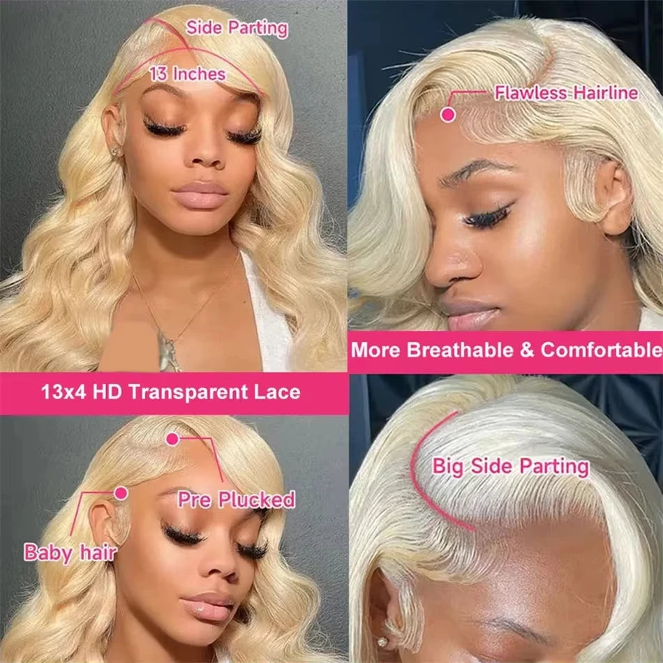 613 Hd Lace Frontal Wig 13x6 Body Wave Human Hair Wigs 30 Inch Lace Front Human Hair Wig Pre Plucked Colored Honey Blonde Wig