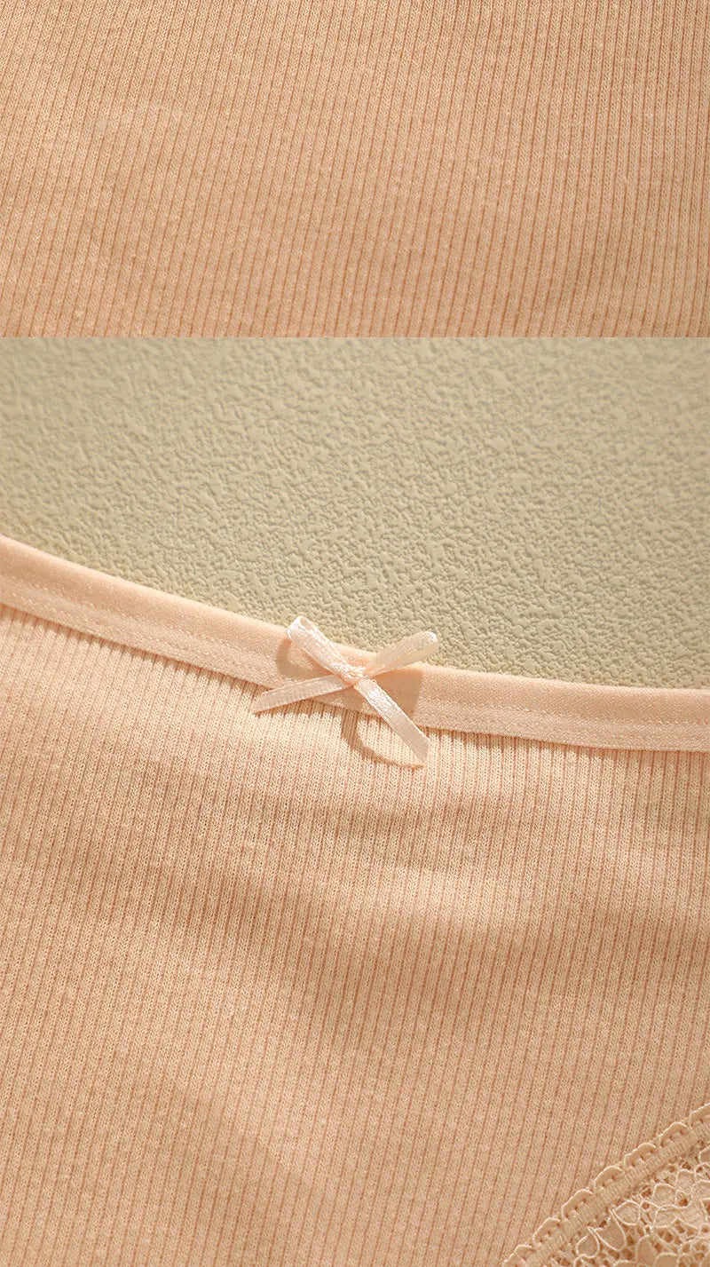 FINETOO 6Pcs/Set Women Cotton Panties Floral Lace Intimate Underwears M-XXL Trendy Patchwork Lace Briefs Female Soft Underpants
