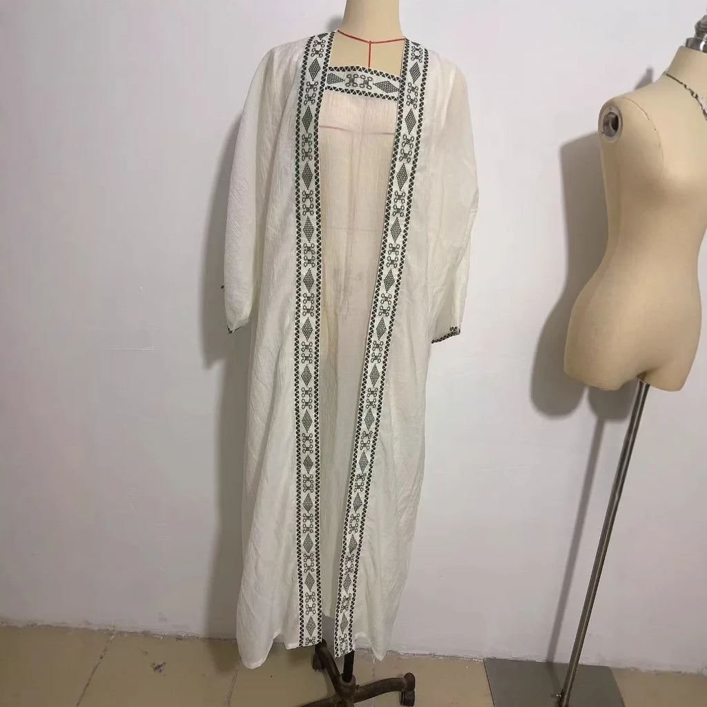 Muslim Dress 2 Piece Sets Women Modest Open Abaya Suit Dresses Cardigan Robe Morocco Dubai Kaftan Vestidos Jalabiya Outfits 2025