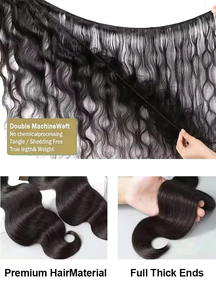 16A Body Wave Bundles Human Hair 1/3/4 Pcs Real Unprocessed Burmese Raw Hair Bundles Weave Natural Black Virgin Hair Extensions