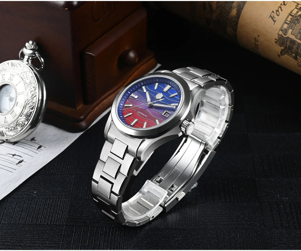 San Martin 39mm Miyota 9015 Splicing MOP Dial Men Automatic Watch 3H Date BGW-X1 Luminous Sapphire 10Bar Waterproof SN0150