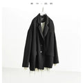 Custom Fabric Designer Style~Mysterious Black Blazer, Faux Two-Piece Fringed Oversized Jacket, Women's Casual Loose Top, New Spring 2026 Collection