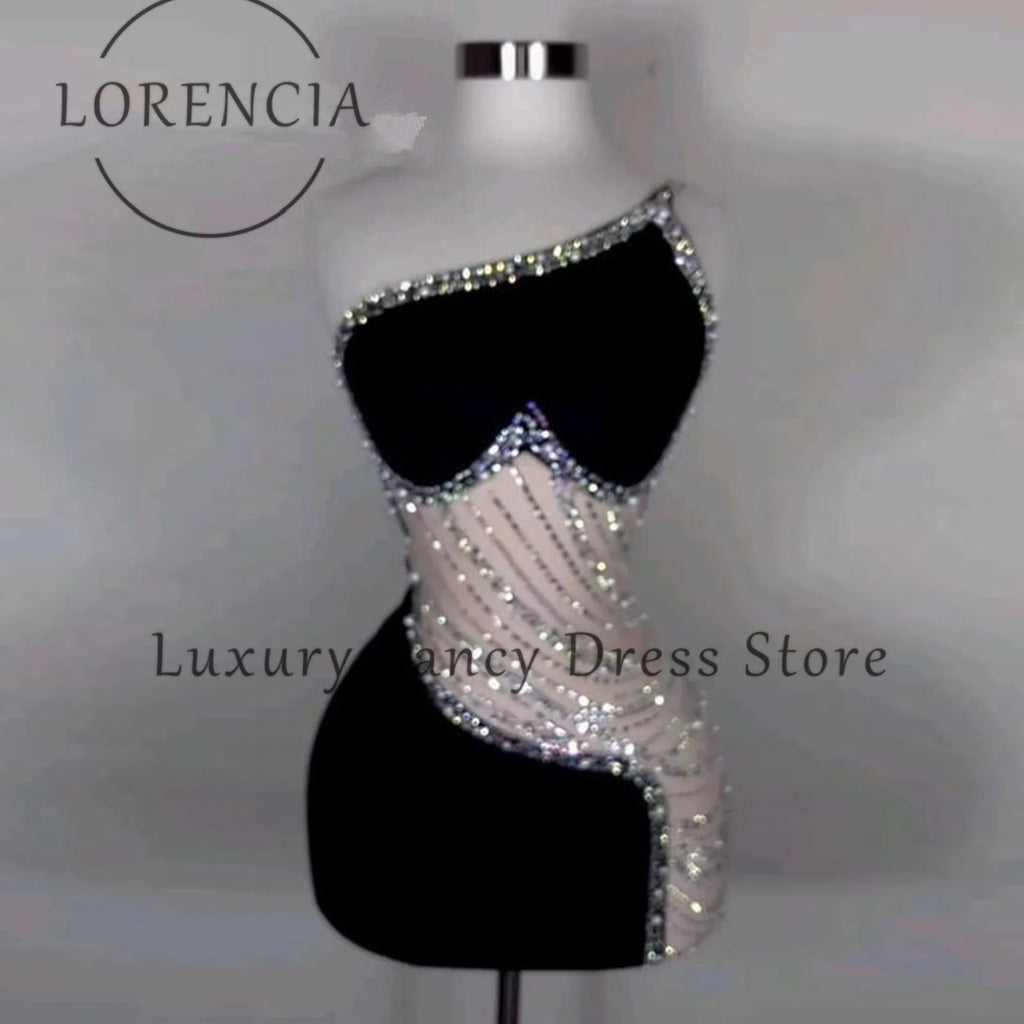 Sexy Crystal Sheer Prom Dress for Black Girl Short Cocktail Dress Bodycon Homecoming Party Gown Customized 2026 vestido madrinha