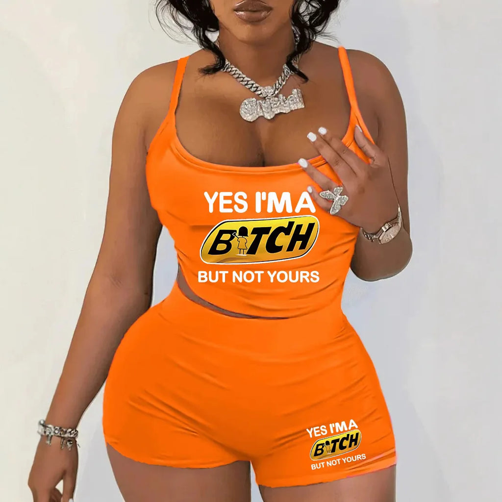 Sexy Spaghetti Strap Crop Tops And Short 2 Piece Sets Woman Outfit 2025 Summer Sexy Sport Casual Two Piece Set Women Short Sets