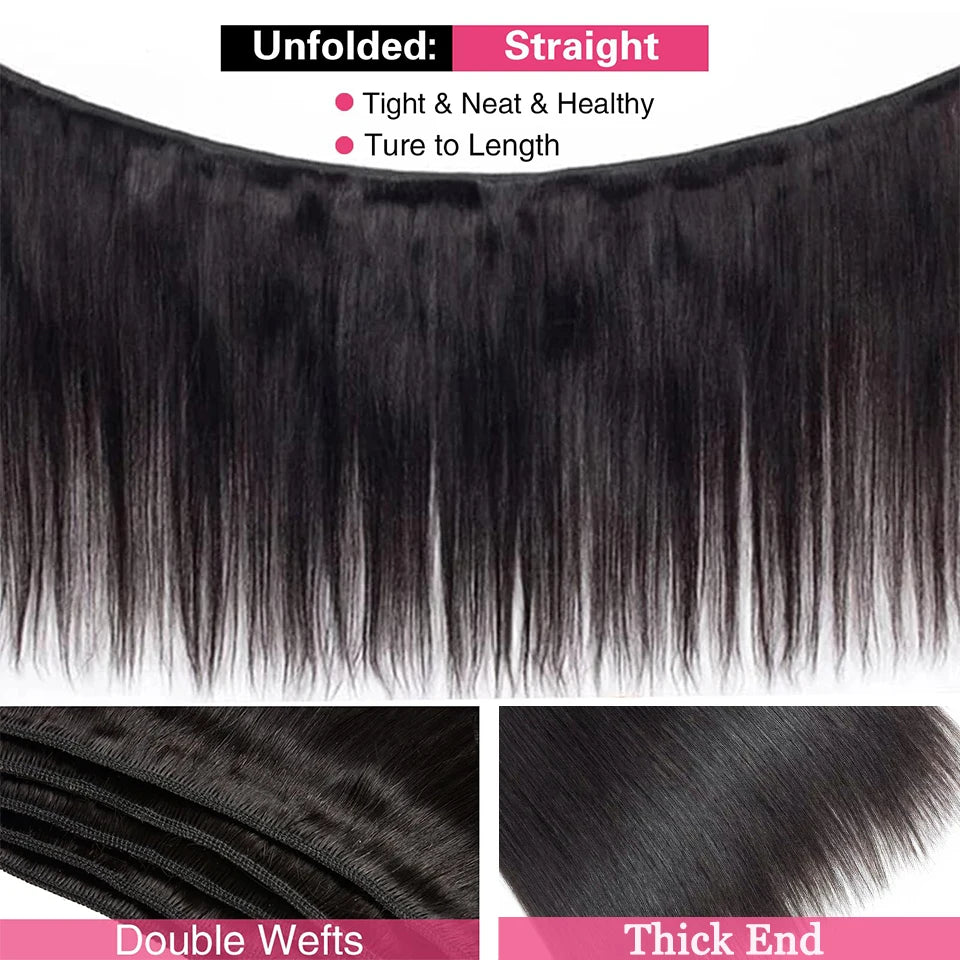 YYong Straight Hair Bundles With 6x6 Lace Closure Remy Brazilian Human Hair Weave Bundles With Closure Hair Extension