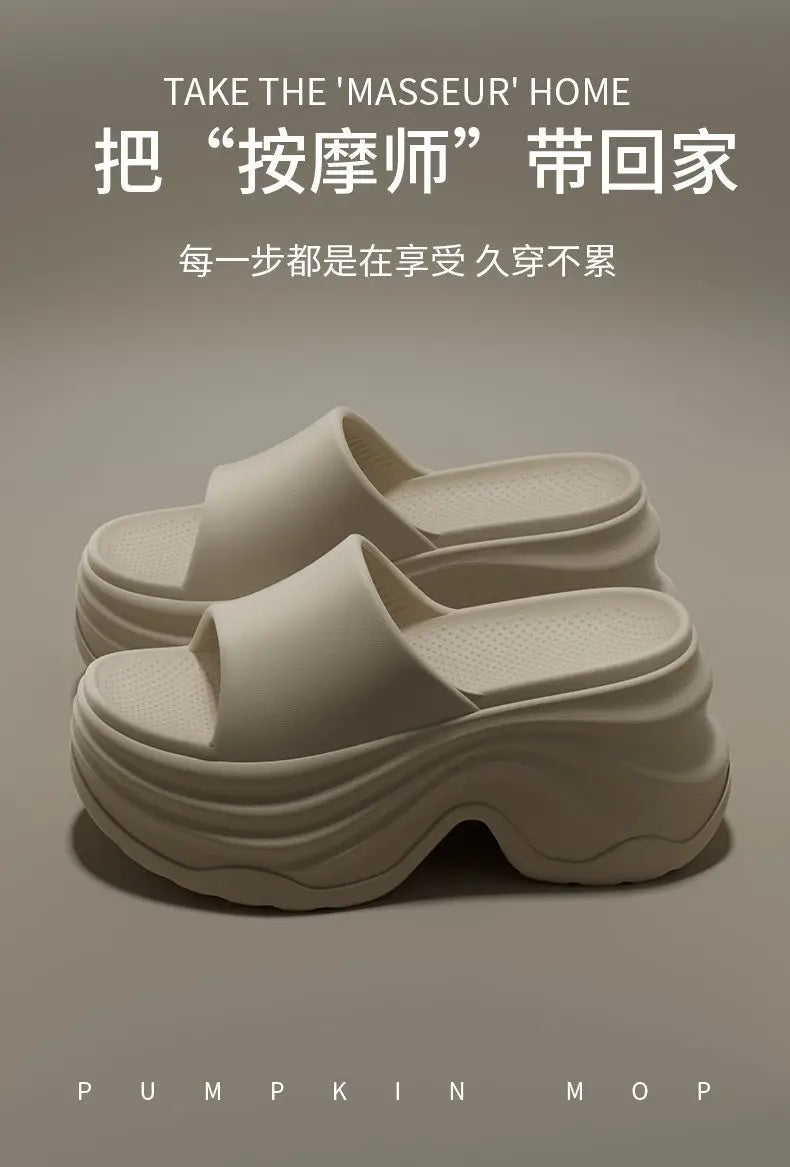 Chunky Platform Slippers for Women Summer 2026 Comfortable Wedge Heels Sandals Woman Solid Non Slip EVA Thick Sole Slides Shoes