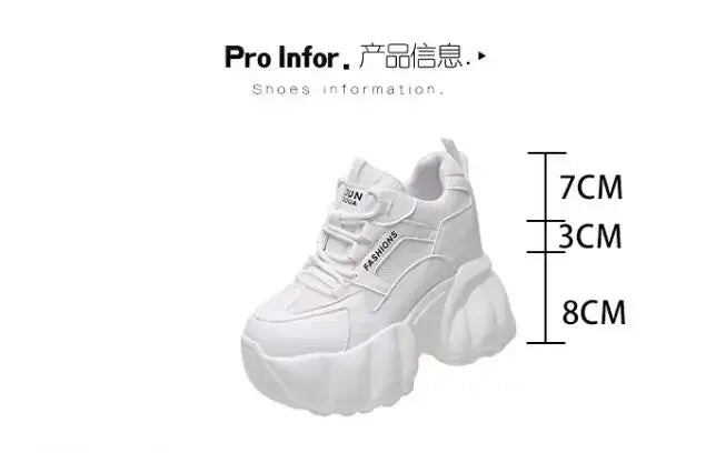 NEW Women Chunky Sneakers Internal 11CM High Platform Breathable Mesh Shoes Ladies Wedges Casual Shoes For Woman Sports Dad Shoe