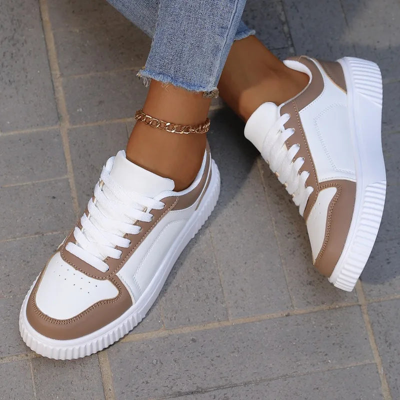 YRZL Women's Shoes Casual Vulcanize Shoes Ladies Classical Flats Walking Women's Sneakers Female PU Leather Sports Shoes Woman