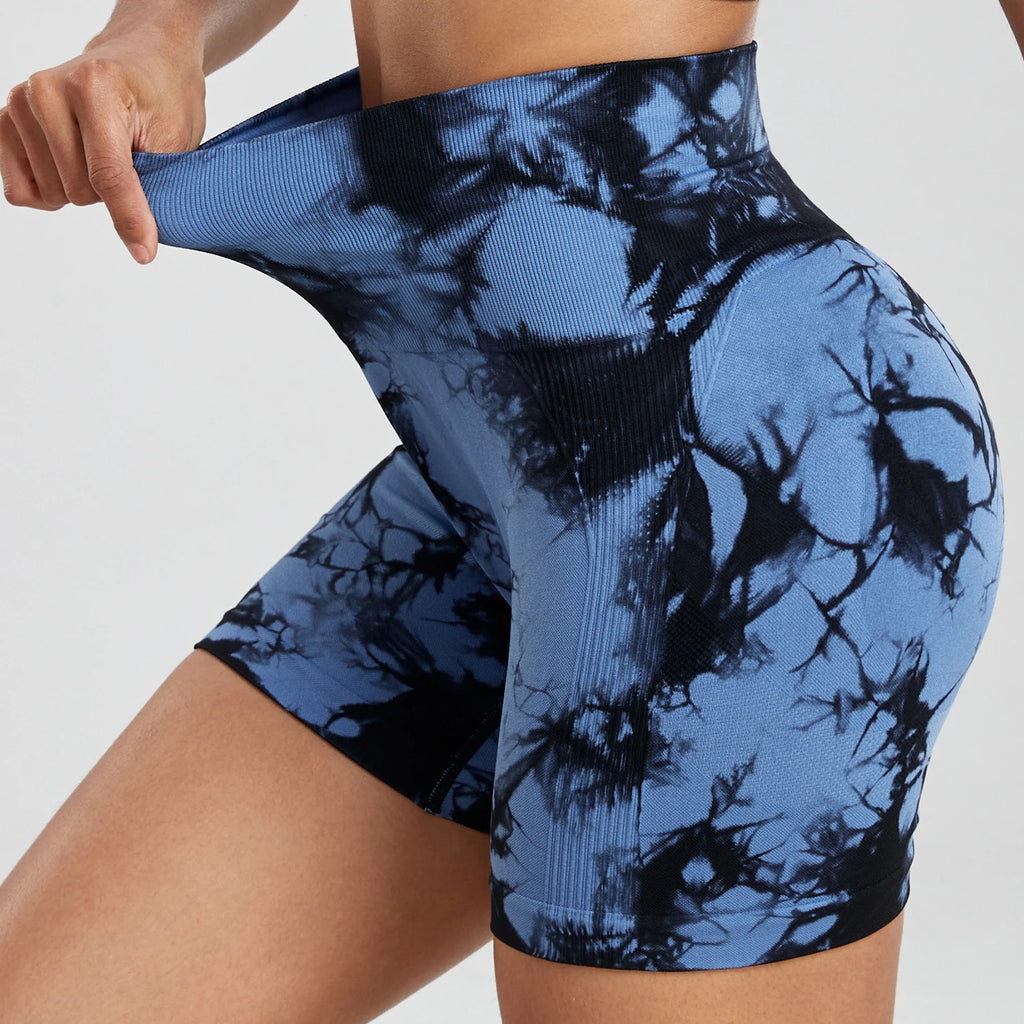 2/4Piece Tie Dye Sexy Push Up Shorts Woman Seamless Fitness Summer Athletic Shorts High Waist
