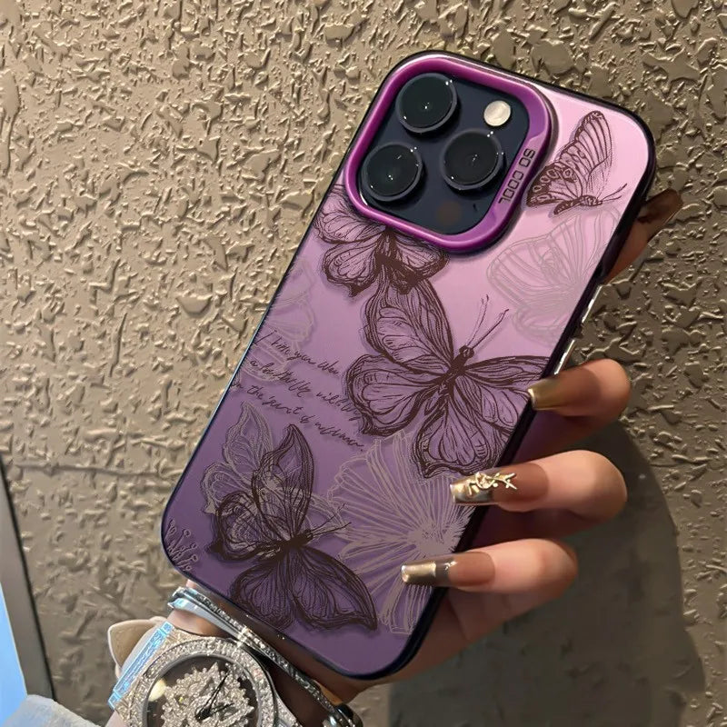 Butterfly Flower Phone Case For iPhone 16 15 14 13 12 11 17 Pro Max XS X XR 7 8 Plus SE 2020 16e 17 Air Shockproof Bumper Cover
