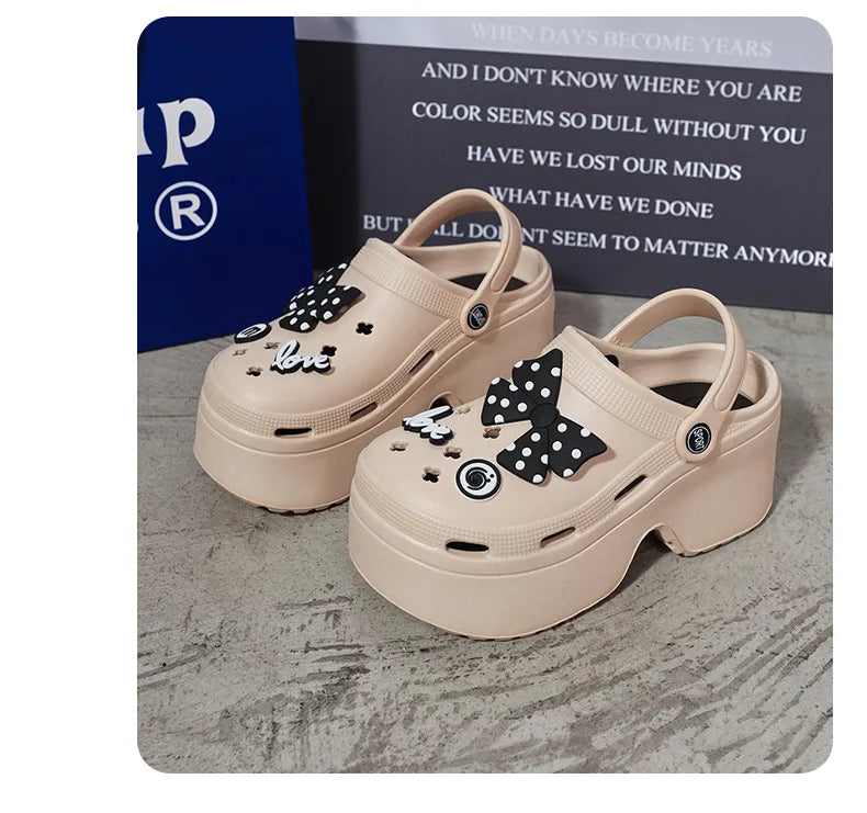 Women Chunky Platform Sandals New Summer Soft Thick Sole Diy Clogs Garden Shoes Woman Closed Toe Non-Slip Beach Slides Sandals
