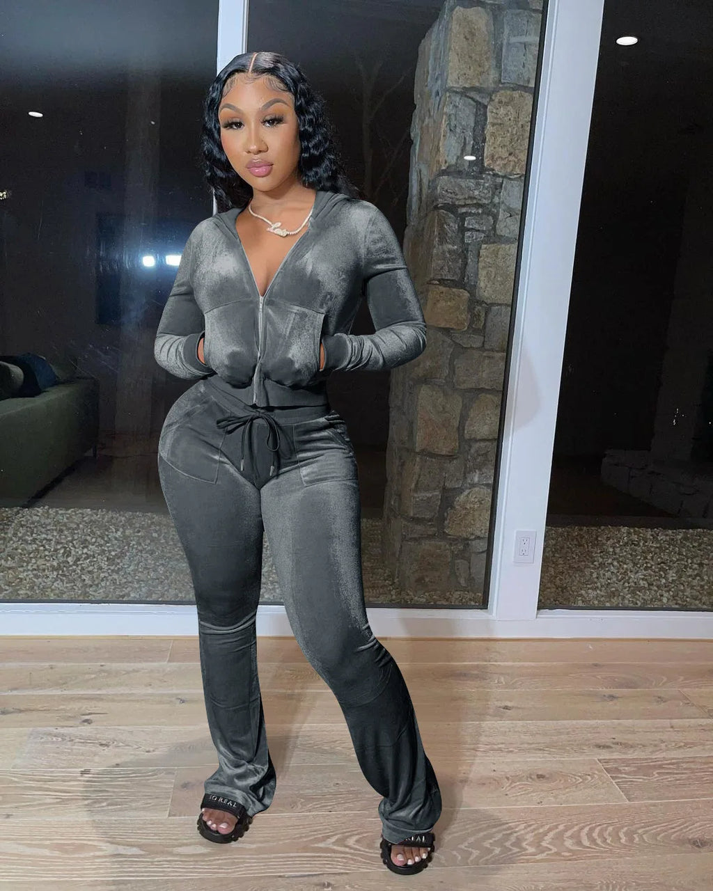 Fashion Sexy Slim 2 Piece Set For Women Casual Solid Hooded Zip Tops+High Waist Pants Sets Outfits Lady Sports Women's Clothing