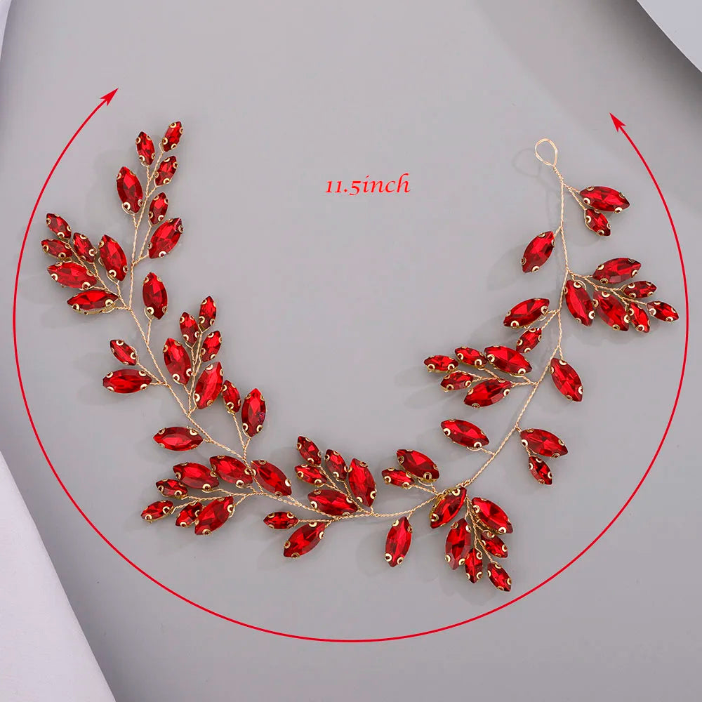 Gold Wedding Head Jewelry Red Bridesmaid Headpieces Blue Handmade Rhinestone Headband Bridal Hair Accessories Tiaras For Women