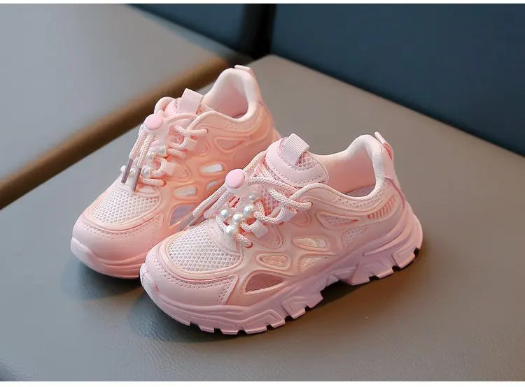 Children Mesh Casual Shoes Girls Summer White Chunky Dad Sneakers Kids Toddler Lightweight Non Slip Summer Comfort Shoes
