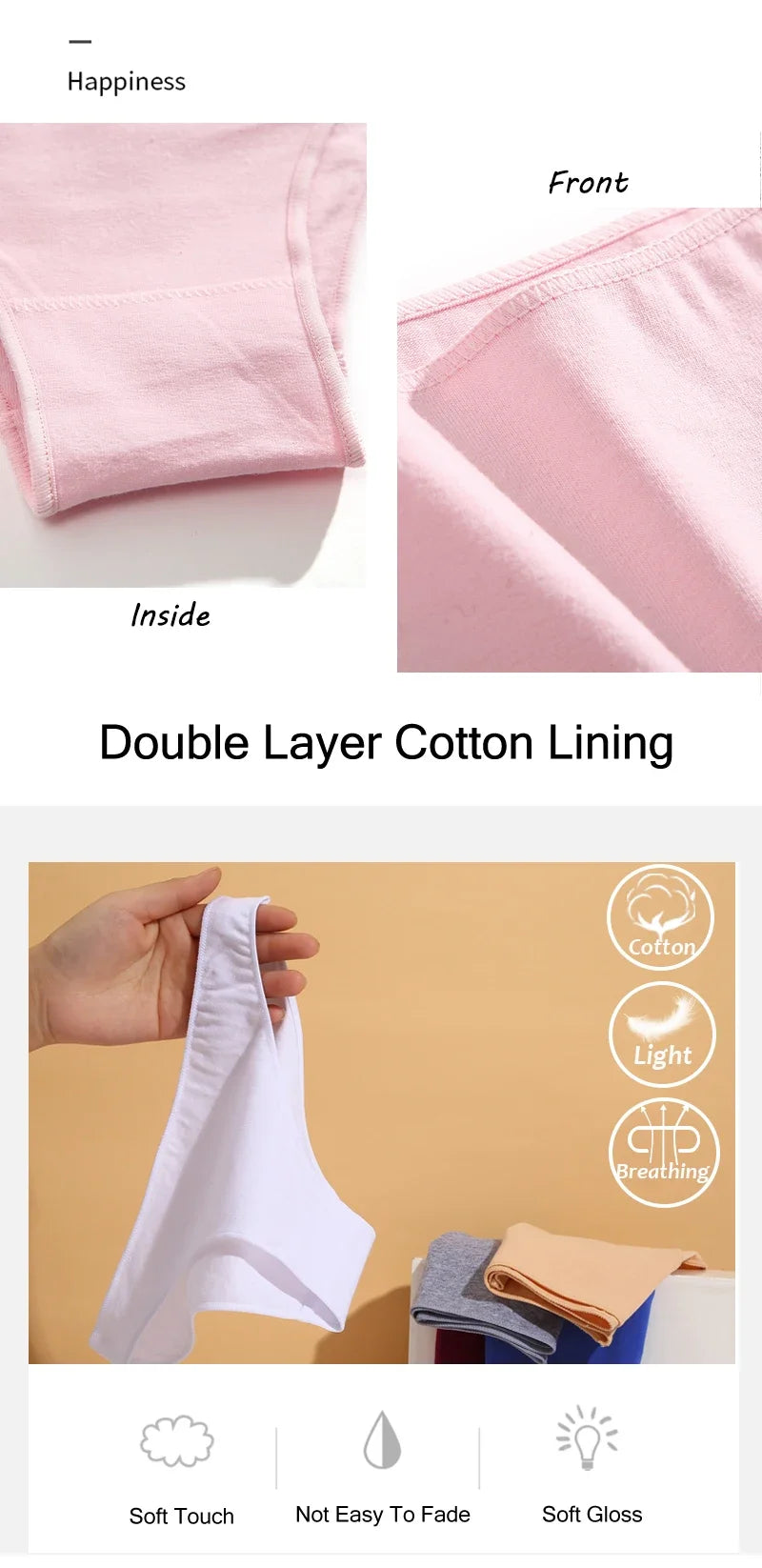 4Pcs Women's Seamless Cotton Briefs Intimates Women Sexy Panties Solid Color Breathable Underwear Female Low Waist Soft Lingerie