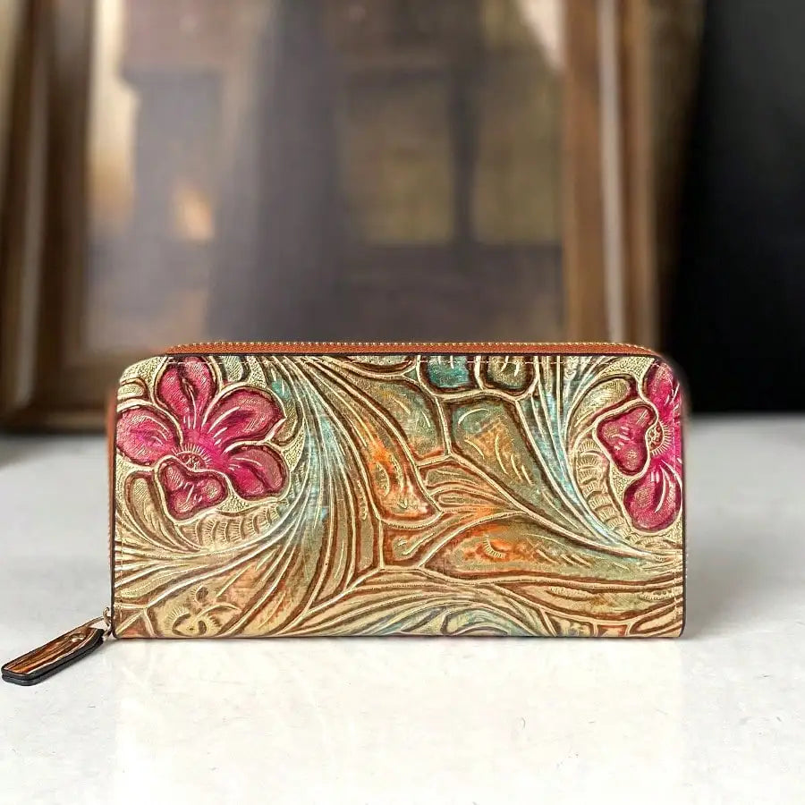 2025 New Retro Fashion Trendy Women's Wallet Gift Box with Carved Multi Card Embossed Zipper Long Wallet