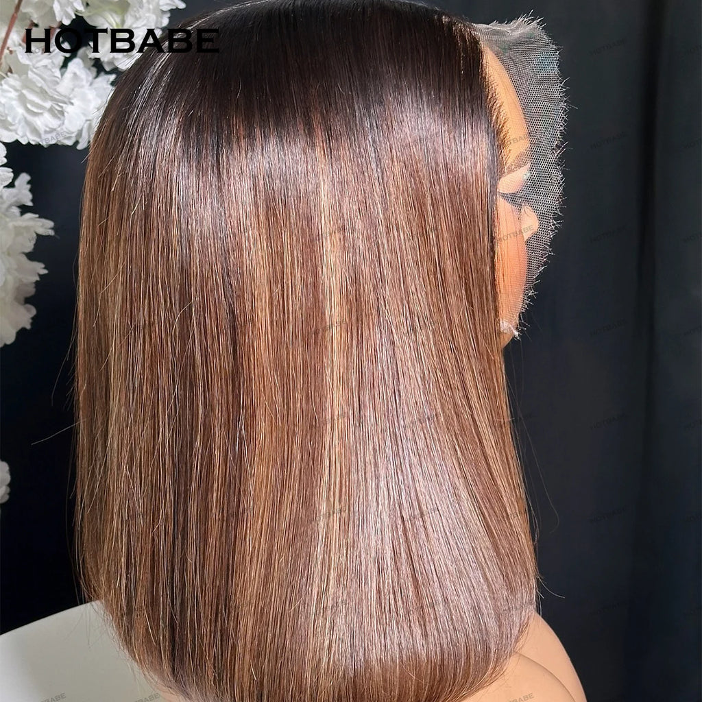 450 Density Glueless Wigs Human Hair 360/13×6/13×4 HD Lace Frontal Wig Preplucked For Women Brown Color Bob Straight Wear And Go