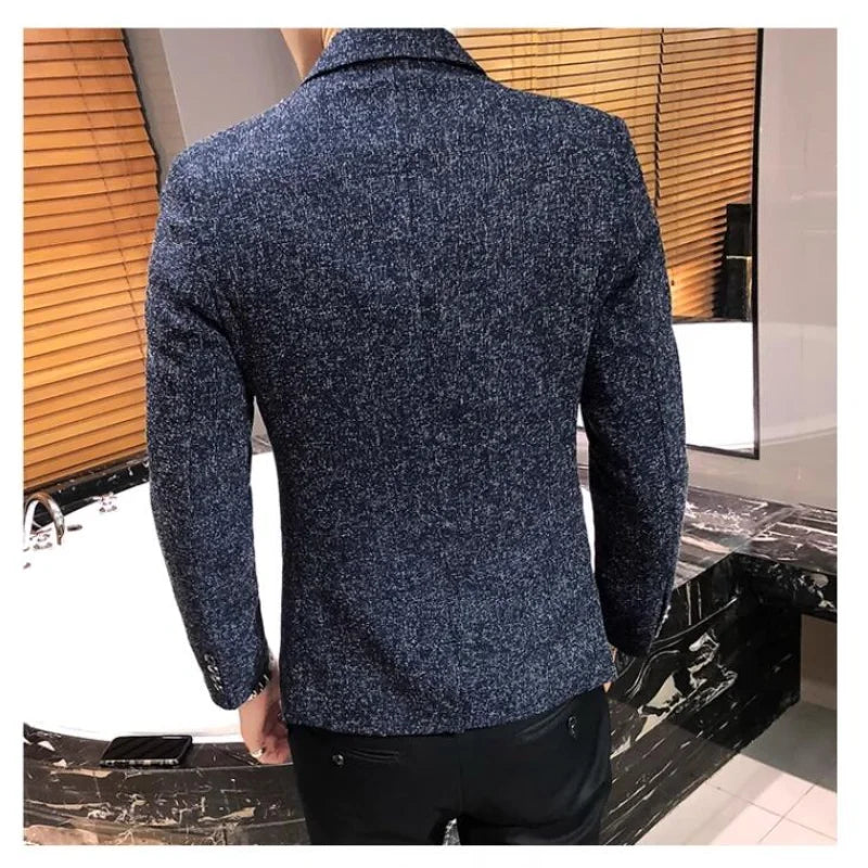 Men's Retro Casual Suit Jacket Blazers Business Formal Linen Suit Jacket High-quality Club Dress Formal Jacket Plus Size 4XL-M