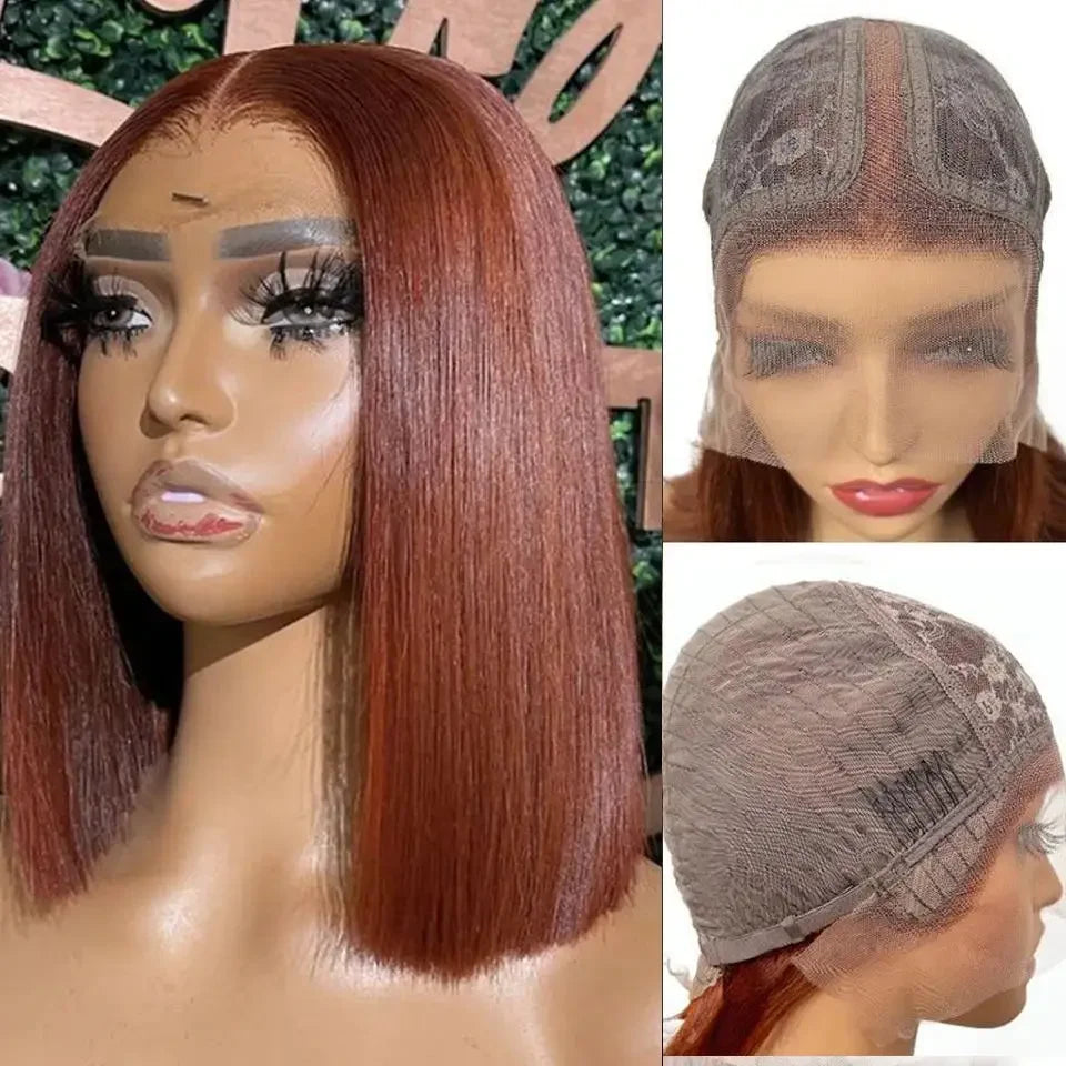 Sleek Ombre Pink Transparent Short T Lace Bob Human Hair Wigs Peruvian Straight 13x6x2 Lace Front Wig For Women Pre Plucked