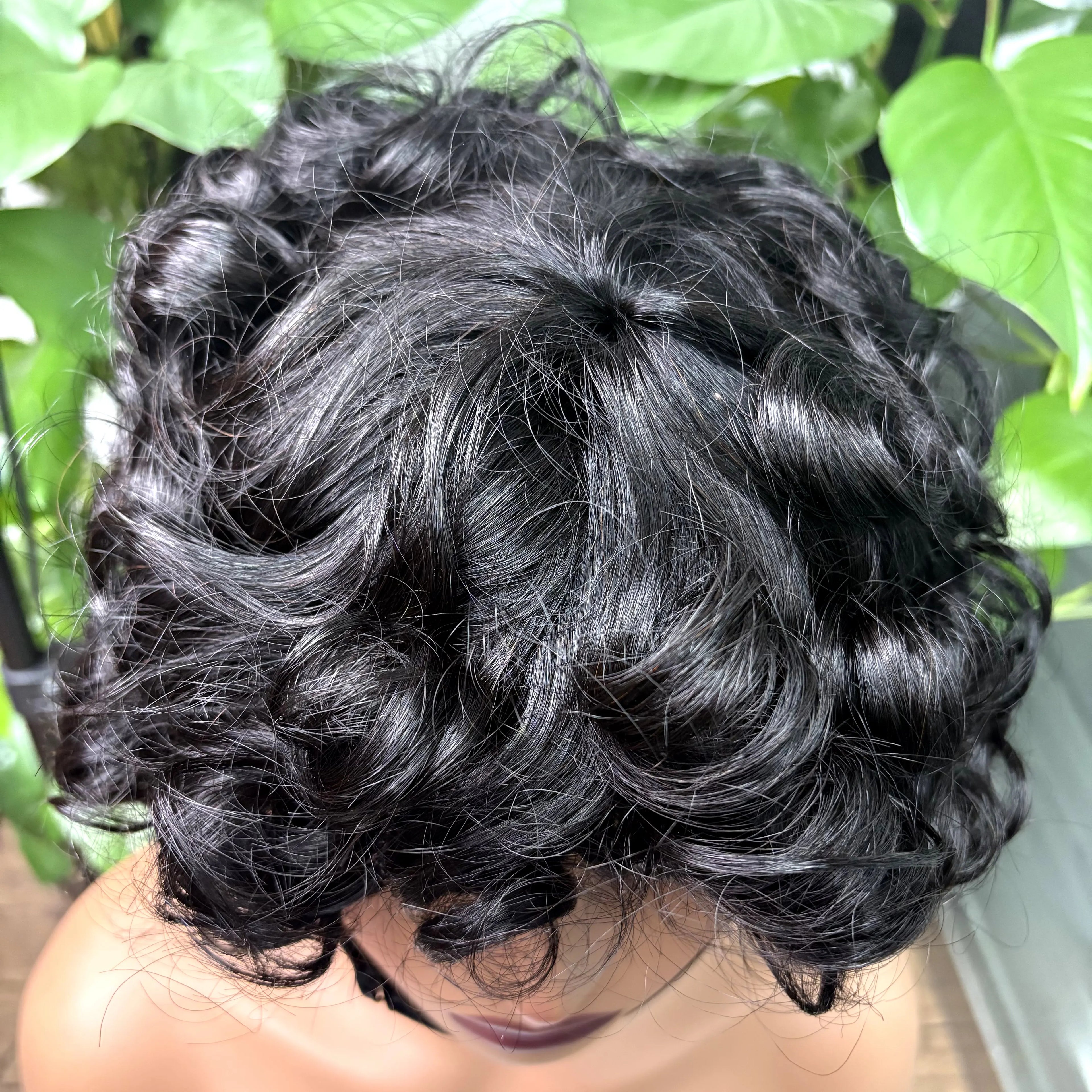 Full Machine Made Loose Wavy Bob Wig Human Hair Wigs 220% Short Colored Bouncy Curly Gluelesss Human Hair Wigs with Bangs