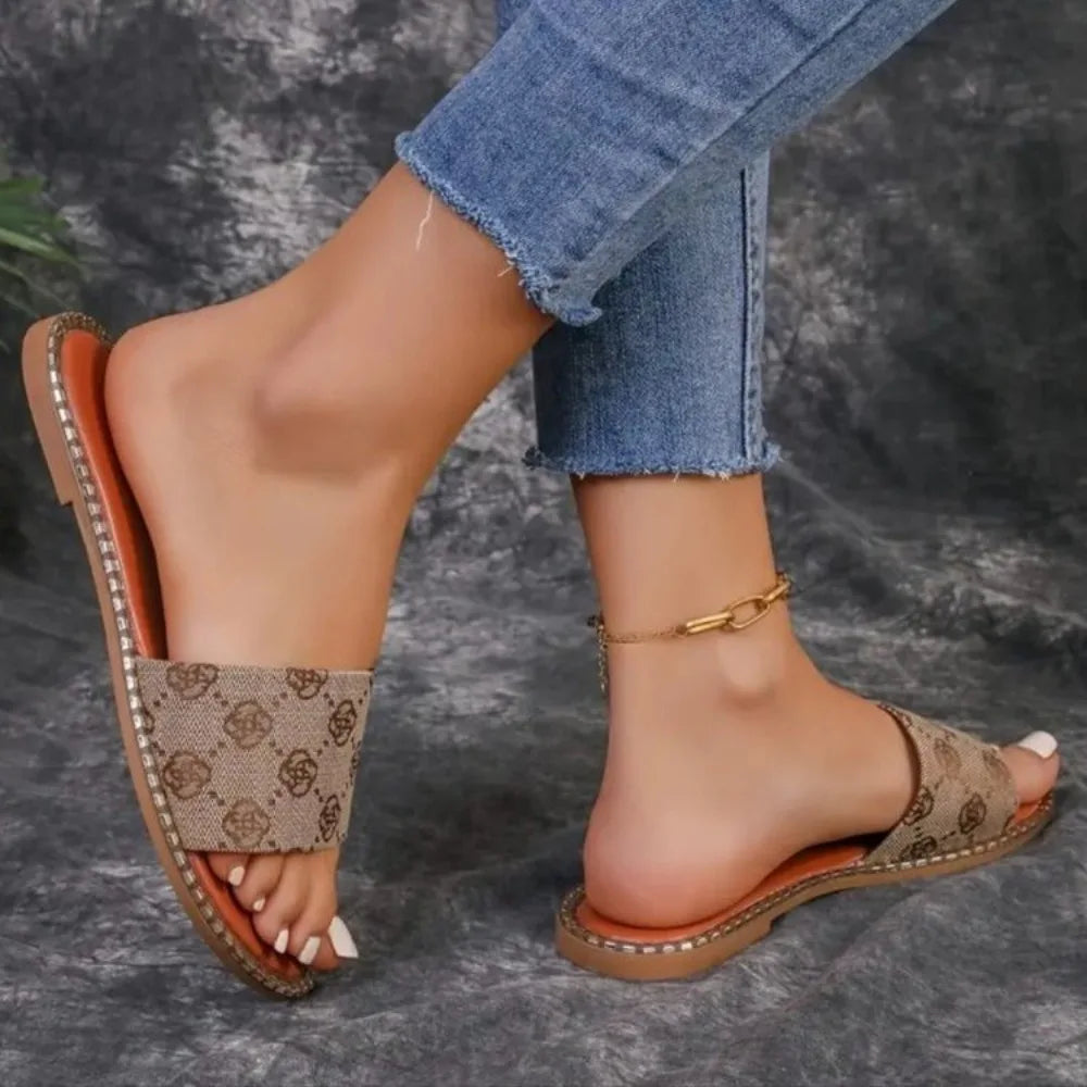 Denim Slippers for Women Shoes Flat Sandals Peep Toe Ladies Casual Slides Female Beach Slippers Flat Shoes Woman Luxury Sandals