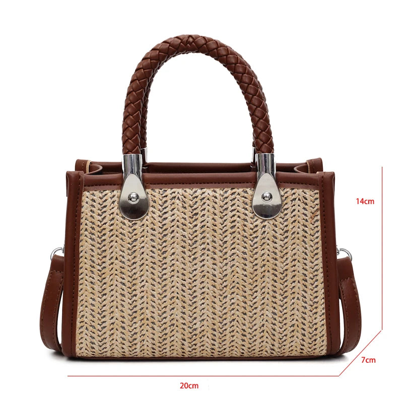 Designer Women Shoulder Bag Fashion Woven Handbag Purse Small Square Crossbody Bags 2025 Brand Straw Tote Bag Classic Ladies Bag